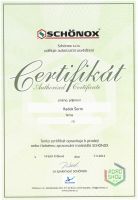 Certifikát Schonox ČR 2012 - kliknutím zobrazíte certifikát v plné velikosti